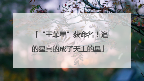 “王菲星”获命名！追的星真的成了天上的星