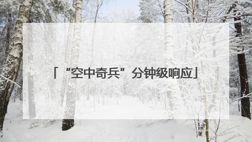 “空中奇兵”分钟级响应