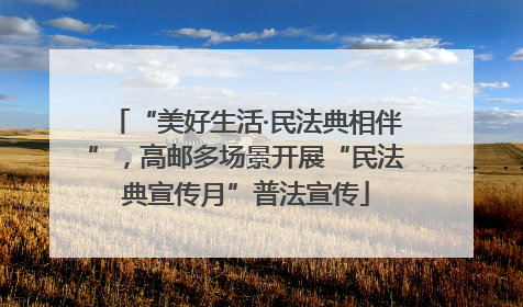 “美好生活·民法典相伴”，高邮多场景开展“民法典宣传月”普法宣传