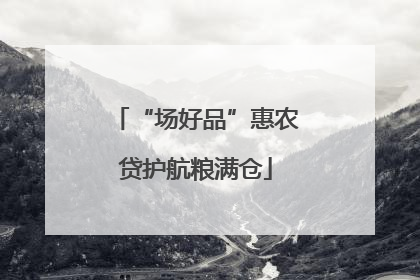 “场好品”惠农贷护航粮满仓