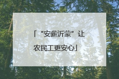 “安薪沂蒙”让农民工更安心