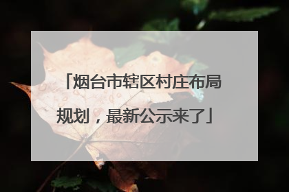 烟台市辖区村庄布局规划，最新公示来了