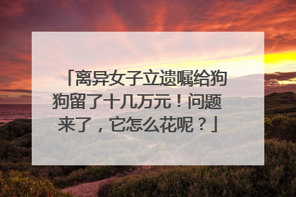 离异女子立遗嘱给狗狗留了十几万元！问题来了，它怎么花呢？