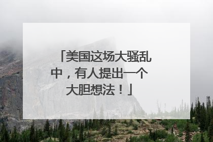 美国这场大骚乱中，有人提出一个大胆想法！
