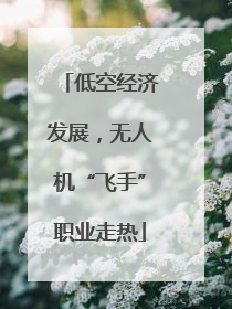 低空经济发展，无人机“飞手”职业走热