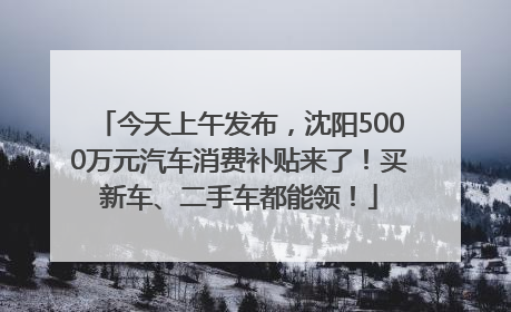 今天上午发布，沈阳5000万元汽车消费补贴来了！买新车、二手车都能领！