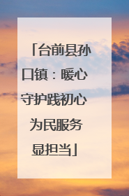 台前县孙口镇：暖心守护践初心 为民服务显担当