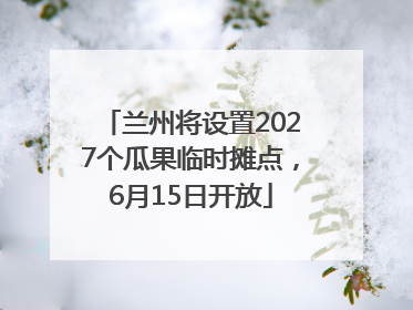兰州将设置2027个瓜果临时摊点，6月15日开放
