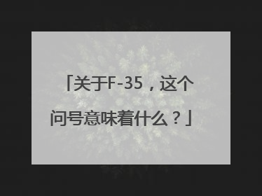 关于F-35，这个问号意味着什么？