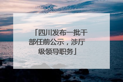 四川发布一批干部任前公示，涉厅级领导职务