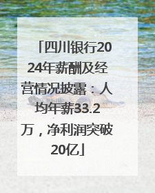 四川银行2024年薪酬及经营情况披露：人均年薪33.2万，净利润突破20亿