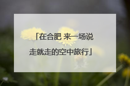 在合肥 来一场说走就走的空中旅行