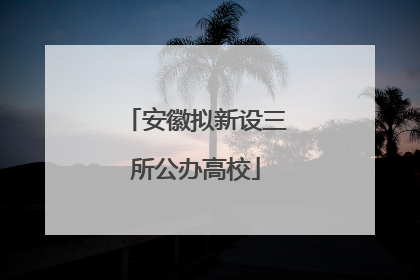 安徽拟新设三所公办高校