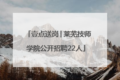 壹点送岗│莱芜技师学院公开招聘22人