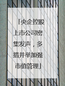 央企控股上市公司密集发声，多措并举加强市值管理