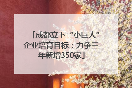 成都立下“小巨人”企业培育目标：力争三年新增350家