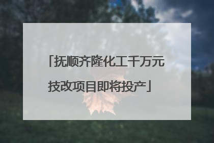 抚顺齐隆化工千万元技改项目即将投产