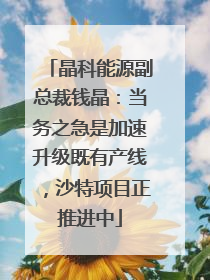 晶科能源副总裁钱晶：当务之急是加速升级既有产线，沙特项目正推进中
