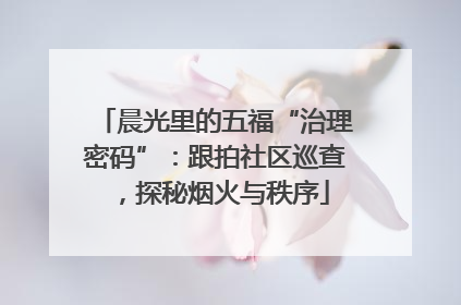 晨光里的五福“治理密码”：跟拍社区巡查，探秘烟火与秩序