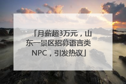 月薪超3万元，山东一景区招募语言类NPC，引发热议