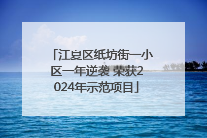 江夏区纸坊街一小区一年逆袭 荣获2024年示范项目