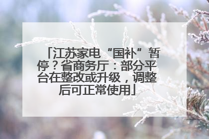 江苏家电“国补”暂停？省商务厅：部分平台在整改或升级，调整后可正常使用