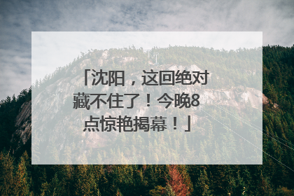 沈阳，这回绝对藏不住了！今晚8点惊艳揭幕！