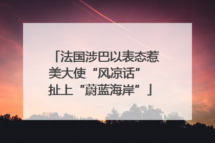 法国涉巴以表态惹美大使“风凉话” 扯上“蔚蓝海岸”