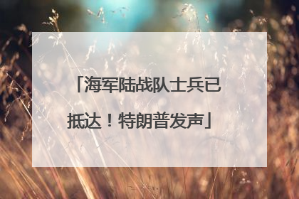 海军陆战队士兵已抵达！特朗普发声