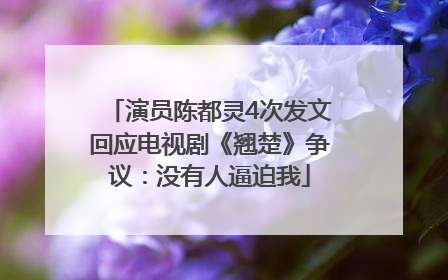 演员陈都灵4次发文回应电视剧《翘楚》争议：没有人逼迫我