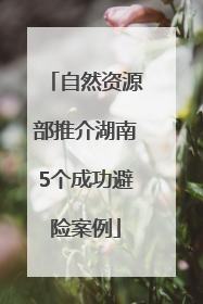 自然资源部推介湖南5个成功避险案例