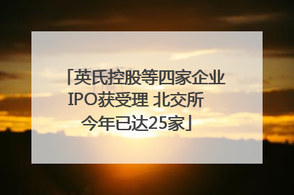 英氏控股等四家企业IPO获受理 北交所今年已达25家
