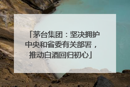 茅台集团：坚决拥护中央和省委有关部署，推动白酒回归初心