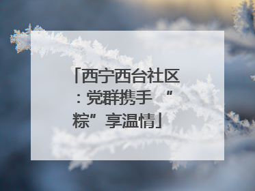 西宁西台社区：党群携手 “粽”享温情