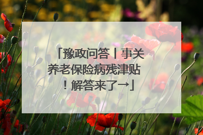 豫政问答丨事关养老保险病残津贴！解答来了→