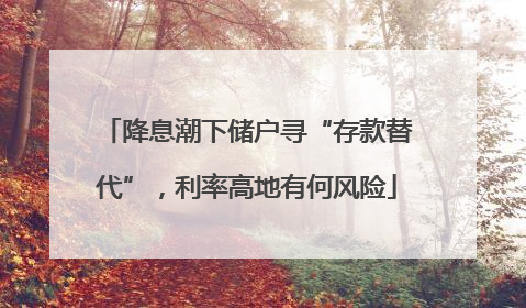 降息潮下储户寻“存款替代”，利率高地有何风险