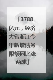 3788亿元，经济大省浙江今年新增债务限额同比涨两成