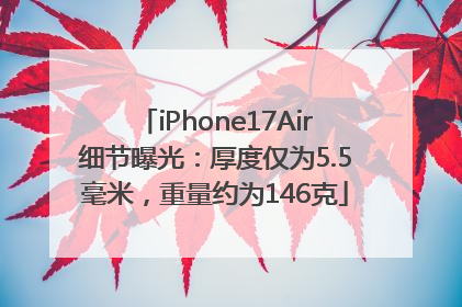 iPhone17Air细节曝光：厚度仅为5.5毫米，重量约为146克